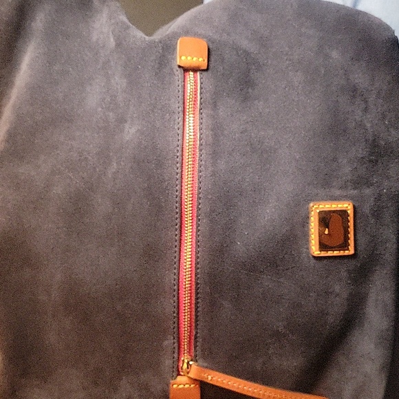 Dooney and Burke Suede Stylish Navy and Tan Women's Bag - Picture 8 of 9